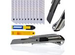 Rosfix Set Di Lame Di Ricambio Per Taglierino Da Carta Da Parati Da 18 Mm, 10 Pezzi + Taglierino Da Carta Da Parati In Alluminio