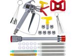 Rosfix Set Pistola A Spruzzo Per Verniciatura 517 Con Ugello, Spazzole Per La Pulizia, Lancia Da 30 Cm, Filtri A Maglie 30/60/100, Guarnizioni