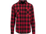 Build Your Brand BY031 | Camicia Di Flanella A Quadri - Camicia Da Boscaiolo - Colore: Nero/Rosso - Taglia: Xxl