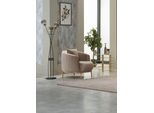 Poltrona Design Poltrona Monoposto Soggiorno Poltrona Imbottita Tessuto Beige Arredamento
