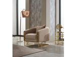 Poltrona Monoposto Poltrona Imbottita In Tessuto Beige Poltrona Soggiorno