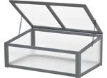 Serra In Legno Outsunny, Mini Serra 100 X 65 X 40 Cm, Serra Con Copertura, Protezione Uv, Serra Traslucida, Grigio