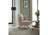 Poltrona Poltrona Imbottita Soggiorno Monoposto Tessuto Beige Poltrona Moderna