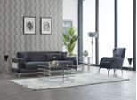 Set Di Divani Imbottiti Divano A Tre Posti In Tessuto Grigio Set 2 Pezzi Divano Poltrona