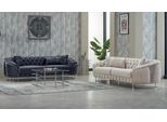 Set Completo Di Divani Divano Imbottito Poltrona A Tre Posti Tessuto Grigio Beige