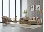 Set Completo Di Divani Imbottiti Divano A Tre Posti In Tessuto Poltrona Beige