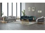 Set Divano Tre Posti Poltrona Divano Tessuto 3 Pezzi Imbottito Divano Grigio