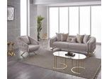 Set Poltrona Tre Posti Divano Tessuto 2 Pezzi Imbottito Divano Divano Grigio Set