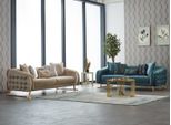 Set Di Divani A Tre Posti Divano A 3 Posti In Tessuto Divano Imbottito Beige Blu