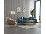 Set Completo Di Divani Imbottiti Divano A Tre Posti In Tessuto Poltrona Blu