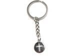 Onwomania Portachiavi Croce Rotonda Cerchio Argento Metallo Ciondolo Fascino