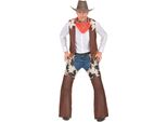 Costume Da Cowboy Da Uomo Wild West Marrone-Beige - M/L