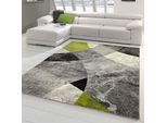 Tappeto Da Salotto Moderno Disegno Astratto Onda Diamante Marmorizzato In Verde Grigio - Facile Da Pulire Dimensioni - 60 X 110 Cm