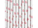 Cannucce Di Carta Con Cuori 19Cm Bianco Rosa Set Da 10