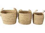 Cesto Portaoggetti Clayre & Eef Set Di 3 Ø 27 Ø 23 Ø 20 Cm Paglia Marrone