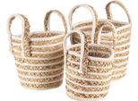 Cesto Portaoggetti Clayre & Eef Set Di 3 Ø21X20 Cm Beige Brown Seagrass