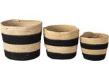 Set Di 3 Cestini Portaoggetti Clayre & Eef Ø 22 Ø 19 Ø 16 Cm Corda Nera