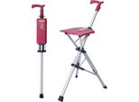 Bastone Da Passeggio Con Seduta 2 In 1 - Bastone Pieghevole Con Seduta - Ausilio Portatile Per La Deambulazione - Apertura/Chiusura Con Un Solo Pulsante - Per Anziani - Rosso