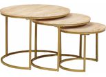 Syfax™ Tavoli Da Caffè Nido 3 Pcs Legno Massello Di Mango E Acciaio