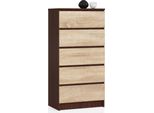Akord Credenza 5 Cassetti Wenge/Rovere Sonoma 60X40X121 Cm