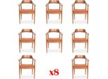 Set Di 8X Poltrone Sedia Design Legno Tessuto Imbottitura Sedie Sala Da Pranzo Catering Tessile