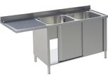 Kbs Centro Lavello 1600X700X850 Mm 2 Vasche A Destra Con Mobile Base 2 Ante