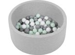 Petsona Piscina Di Palline Per Cani 70X30Cm/150 Palline Rotonde Gatto Coniglio Animali Domestici Cane Piscina Di Schiuma Portatile Eu, Grigio Chiaro: Bianco/Grigio/Menta