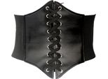 Cintura Elastica Per Corsetto Da Donna, Nera, Materiale Sintetico Con Inserti In Pelle Artificiale Di Alta Qualità, 66 - 83 Cm X 12 - 19 Cm