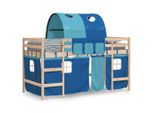 Vidaxl Letto A Soppalco Per Bambini Con Tunnel Blu 90X190 Cm In Legno Di Pino Massiccio