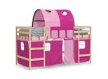 Vidaxl Letto A Soppalco Per Bambini Con Tunnel Rosa 80X200 Cm In Legno Di Pino Massiccio