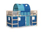 Vidaxl Letto A Soppalco Per Bambini Con Tunnel Blu 80X200 Cm In Legno Di Pino Massiccio