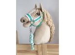Set Per Cavalli Hobby: Cavezza A3 Con Pelliccia Bianca + Corda Per Legare - Bianco E Menta