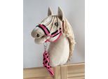 Set Per Cavalli Hobby: Cavezza A3 Con Pelliccia Nera + Corda Per Legare - Nero E Rosa Scuro