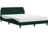 Vidaxl Letto Con Materasso "Dover"" Verde Scuro 140X200 Cm In Velluto"