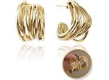 Orecchini Flamenco Mystique In Acciaio Inossidabile Placcato Oro 14K Con Zirconi, Perni KST2973