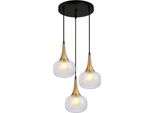 Lampada A Sospensione Tripla In Ottone Nero 3Xg9 Konila Italux PND-99709-3A-BRO-CL