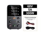 Wanptek Alimentatore Dc, Tensione Di Uscita 30V/60V/120V, Corrente Regolabile Fino A 10A, WPS605H