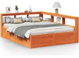 Vidaxl Letto In Legno Massiccio Con Ripiano Senza Materasso Wax Brown 150X200 Cm