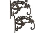 Gancio Da Parete In Ghisa Con Uccelli, Portavaso Decorativo Traforato