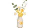 Simulazione Del Fiore Di Lana Fatto A Mano A Maglia Fiore Artificiale Lavorato A Maglia All'uncinetto Con Vaso Di Ceramica Regalo Di Fiori Da Tavolo