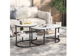 Tavolini Ovali E Rotondi Con Effetto Marmo Bianco E Struttura Nera, Per Un Design Moderno Ed Elegante