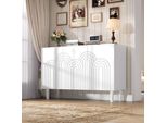 Fortuna Lai 120*38,5*79 Cm Credenza, Mobile Da Soggiorno Con 3 Ante, Armadi Con Ampio Spazio Di Archiviazione, Cassettiera Per Camera Da Letto E Soggiorno, Armadio Con Divisorio Regolabile, Bianco, Mdf, Con Base Da 16 Cm