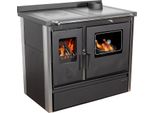 Kaminofen mit Backfach und Herdplatte 4050 Lotus Inox Schwarz Holzofen 11 kW Holz Ofen Mehrfachbelegung Kamin Heizofen Küchenherd
