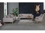 Divano Divano Tappezzeria Seduta 3+3+1 Set Di Sedute Design Divani In Legno Tappezzeria Seduta Beige