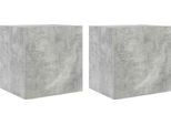 Pensili Tv Con Luci Led 2 Pz. Grigio Cemento 40,5X35X40 Cm