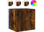 Pensile Tv Con Luci Led Rovere Fumé 40,5X35X40 Cm