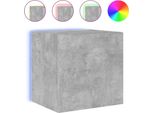 Pensile Tv Con Luci Led Grigio Cemento 40,5X35X40 Cm