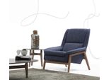 Poltrona Wing Chair Poltrona Cocktail Tessuto Soggiorno Moderno Blu