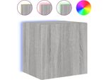 Parete Tv Con Luci Led Grigio Sonoma 40,5X35X40 Cm
