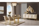 Lusso Zona Pranzo Gruppo Da Pranzo Tavolo Sedie Beige Set 11Pcs Sala Da Pranzo